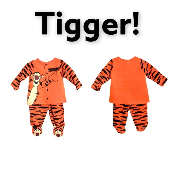NWT Tigger Long Sleeve Top & Footed Bottoms Set - Picture 2 of 10